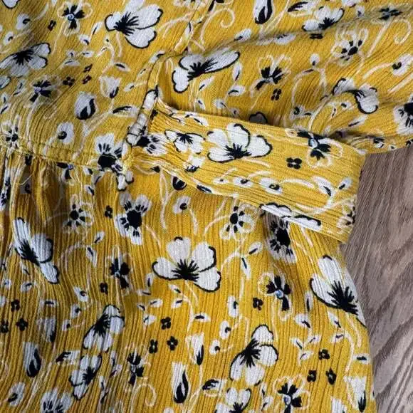 Natura Yellow Floral Boho Maxi Dress XS Tribal Border Hem - Picture 7 of 12
